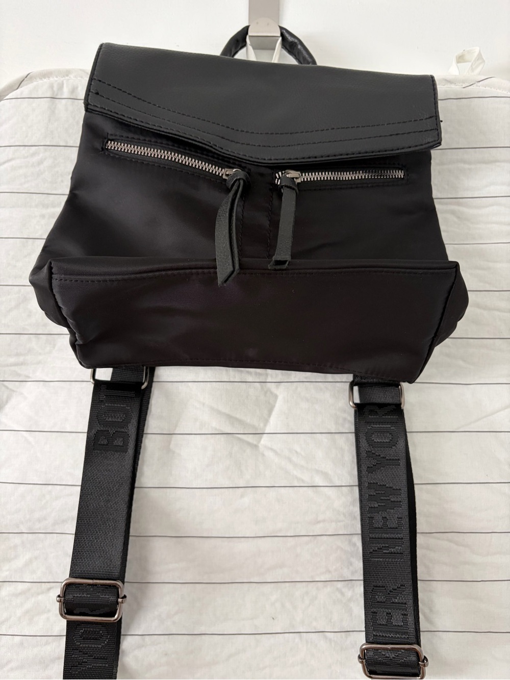 Botkier Black Women’s Trendy Nylon Backpack with Textured Straps NWT